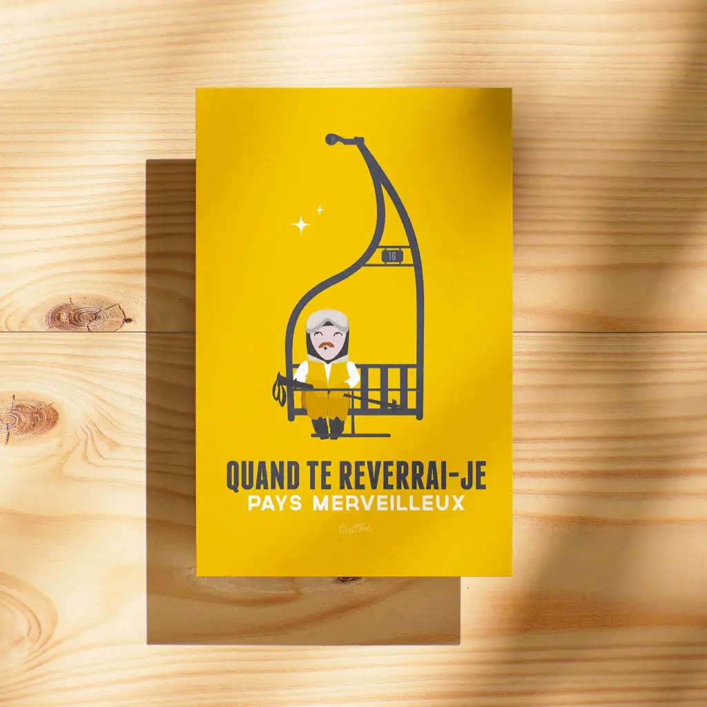Carte "Qd te reverrai-je" (Jaune)