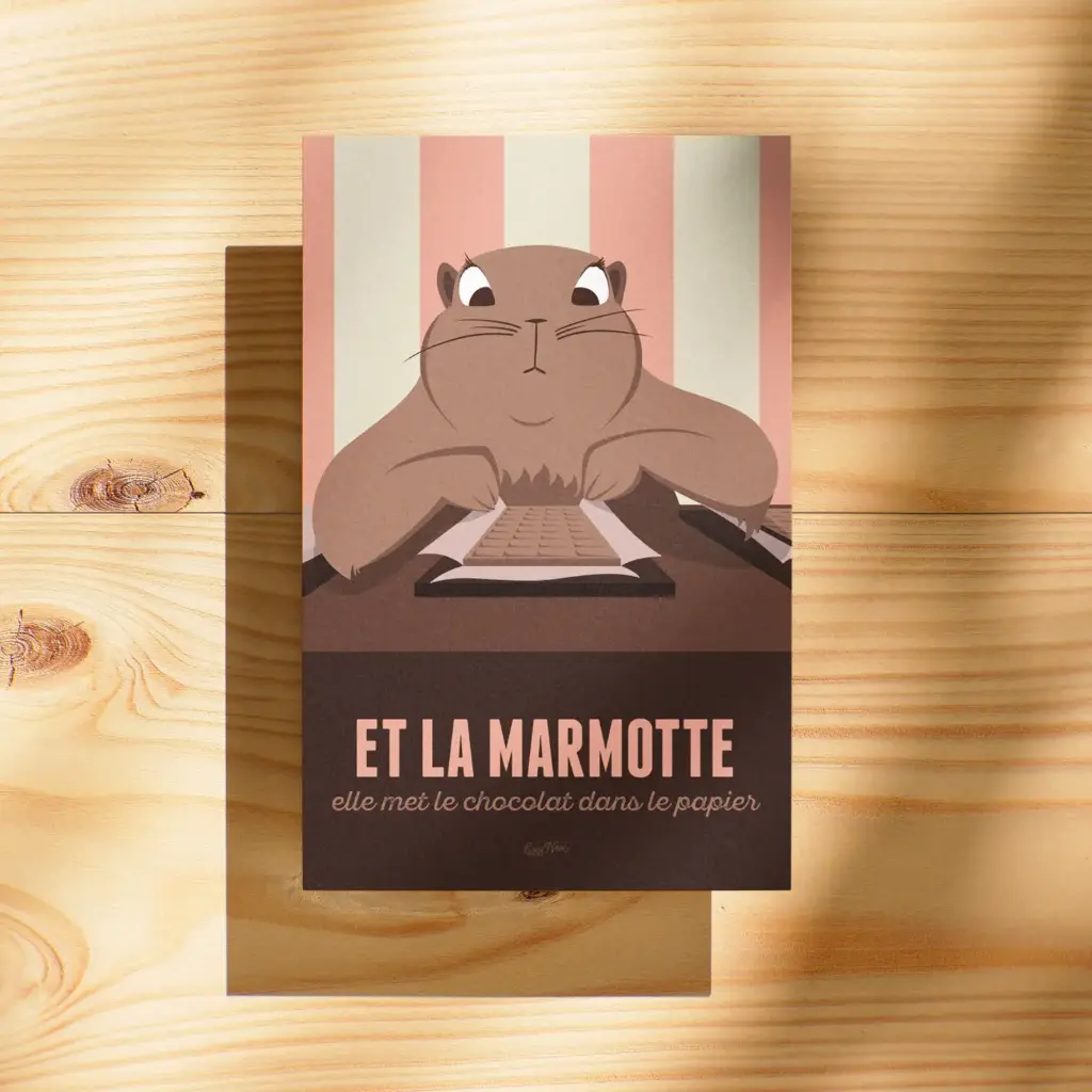 Carte "Et la Marmotte" (Rose)